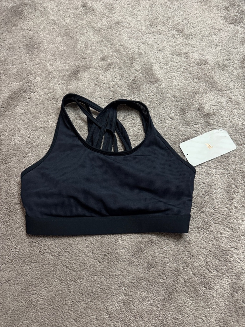 Fabletics Black Faye High Impact Sports Bra Strappy Back NWT SIZE S